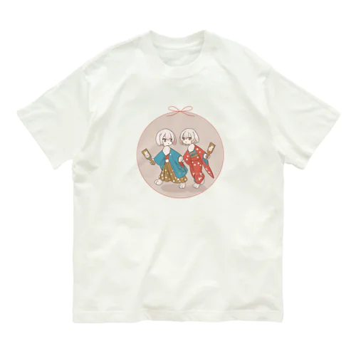  ー迎春ー双子のうさぎちゃん オーガニックコットンTシャツ