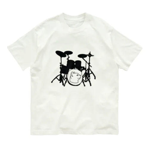 ドラム(ネコ)黒 オーガニックコットンTシャツ
