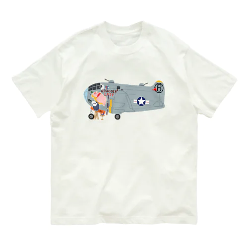 ノーズアートを描くすろくま。爆撃機B-29、横位置 Organic Cotton T-Shirt