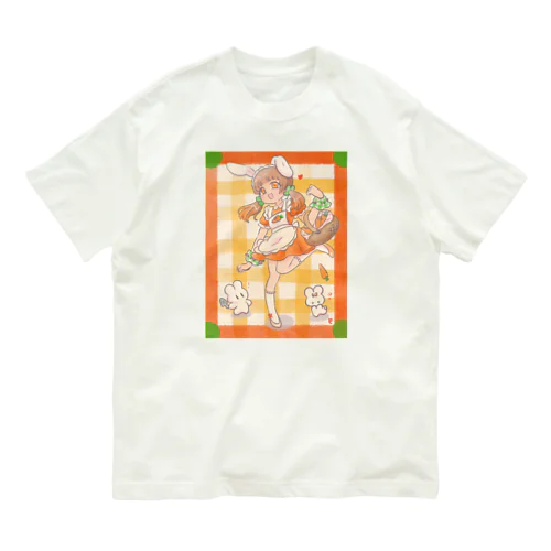 兎沢ニジ(背景あり) オーガニックコットンTシャツ