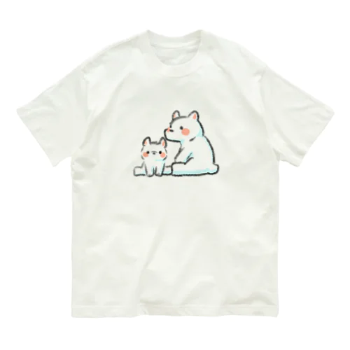 ふわふわシロクマ親子 オーガニックコットンTシャツ