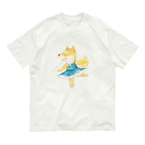 柴犬バレリーナ（シンプル＆ティアラ） オーガニックコットンTシャツ