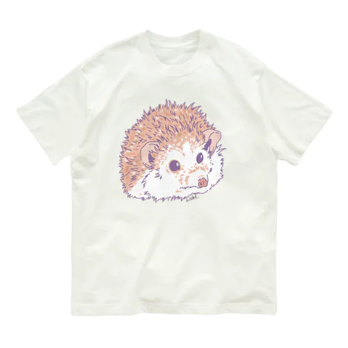 くすみカラーのハリネズミ01 オーガニックコットンTシャツ