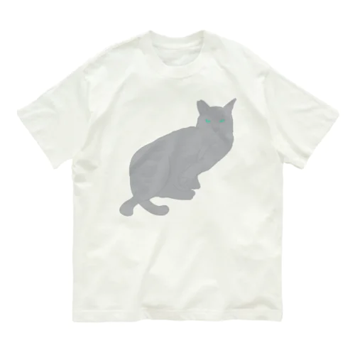 まったり猫 グレー オーガニックコットンTシャツ