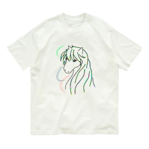 馬　カラフルラインアート　 Organic Cotton T-Shirt