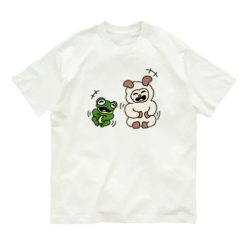 ヒツジトカエル 大笑いするふたり Organic Cotton T-Shirt