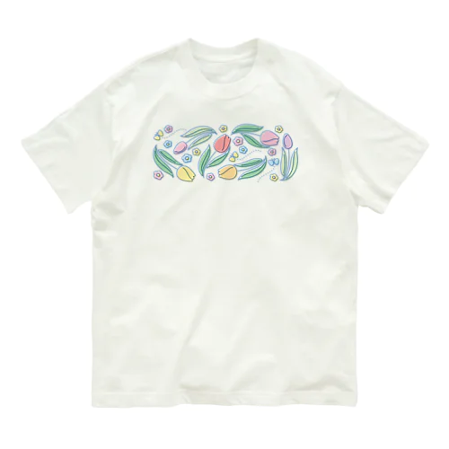 レトロプリント：チューリップ オーガニックコットンTシャツ