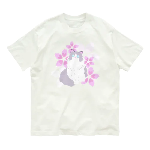 ラグドール×桜 オーガニックコットンTシャツ