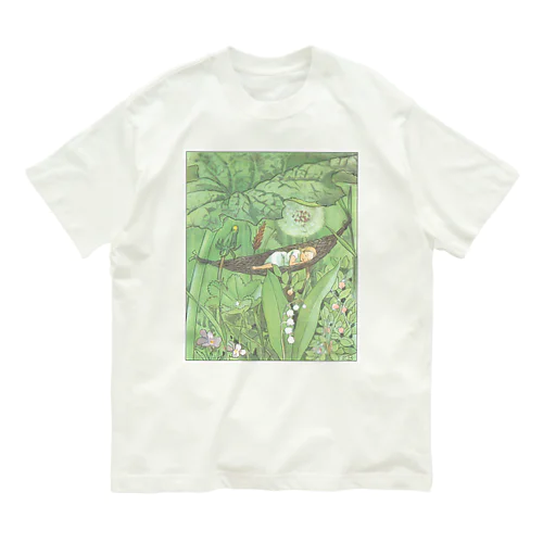 ハンモックで眠るおやゆびひめ by Elsa Beskow オーガニックコットンTシャツ