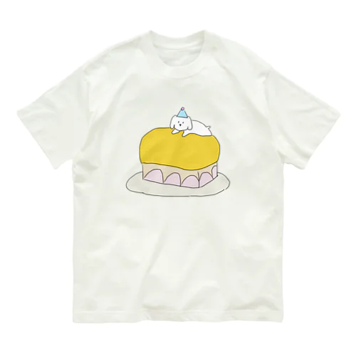Lovely puppy cake オーガニックコットンTシャツ