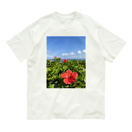 沖縄の海とハイビスカス Organic Cotton T-Shirt