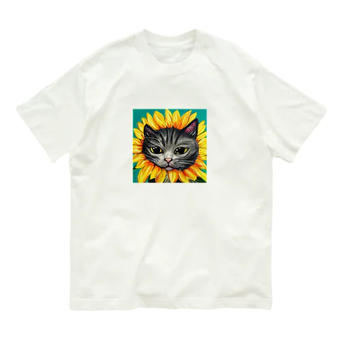 ひまわり猫 オーガニックコットンTシャツ