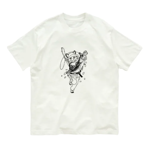 ブラックバス釣り猫娘 Organic Cotton T-Shirt