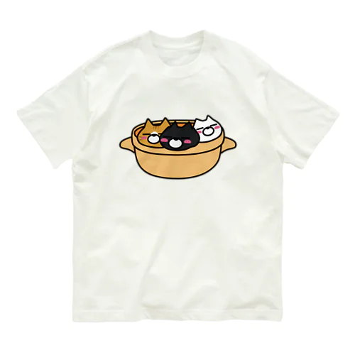 鍋ねこトリオ オーガニックコットンTシャツ