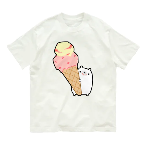 アイスクリームをゲットしてご満悦のくま Organic Cotton T-Shirt