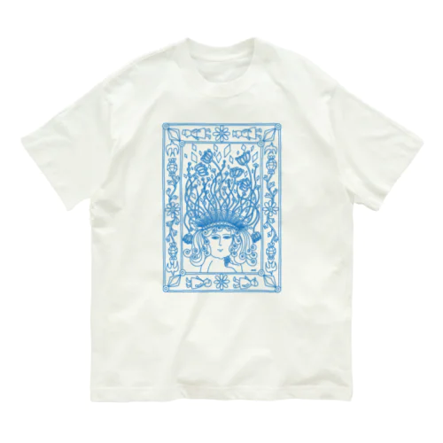 Happy Medusa growing flowers オーガニックコットンTシャツ