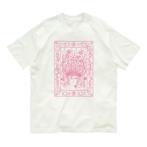 Happy Medusa growing flowers オーガニックコットンTシャツ