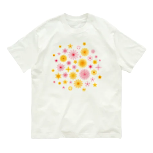 華やかな色合いの花柄 オーガニックコットンTシャツ