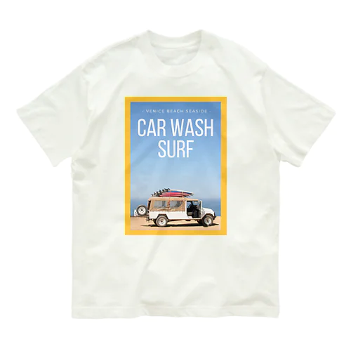 サーフボードと車 オーガニックコットンTシャツ