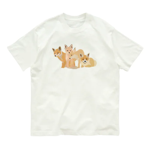 寄り添う　キツネたち Organic Cotton T-Shirt