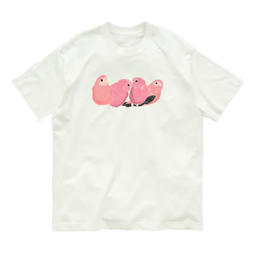 寄り添う　アキクサインコ Organic Cotton T-Shirt