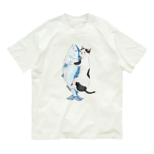 秋鮭にゃんこ Organic Cotton T-Shirt