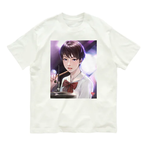 ドラム少女 オーガニックコットンTシャツ