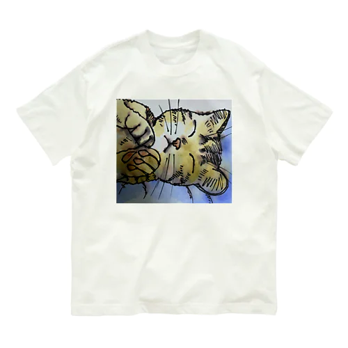 眠い猫 オーガニックコットンTシャツ