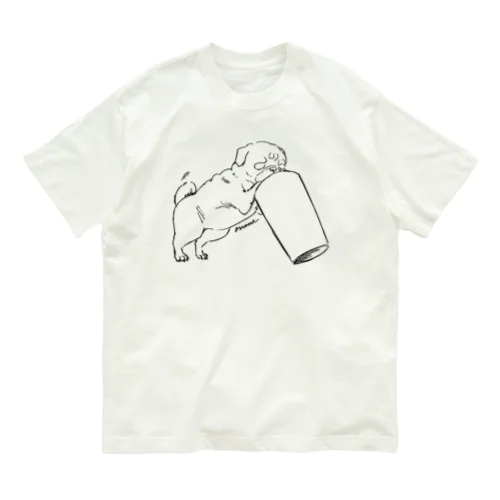 ゴミ箱あさりパグ オーガニックコットンTシャツ