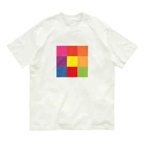 笑う花 - 3×3 のドット絵 オーガニックコットンTシャツ