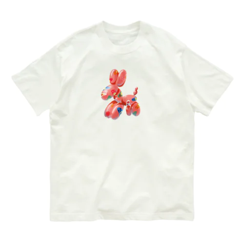 ピンクバルーンイヌ オーガニックコットンTシャツ