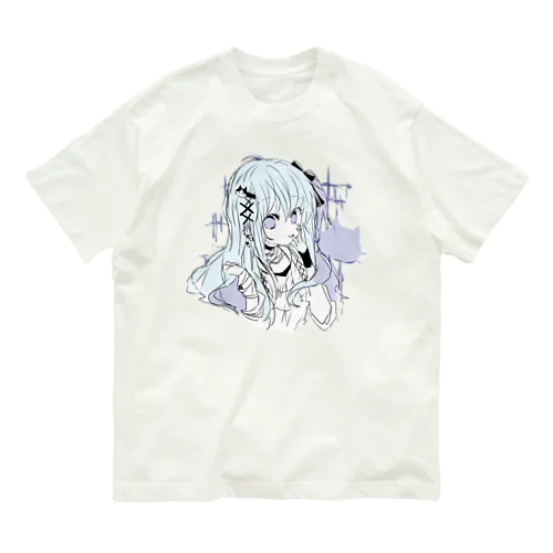 淡色青紫系女の子 オーガニックコットンTシャツ