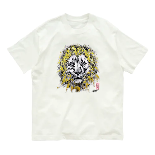 【墨絵】金獅子 Organic Cotton T-Shirt