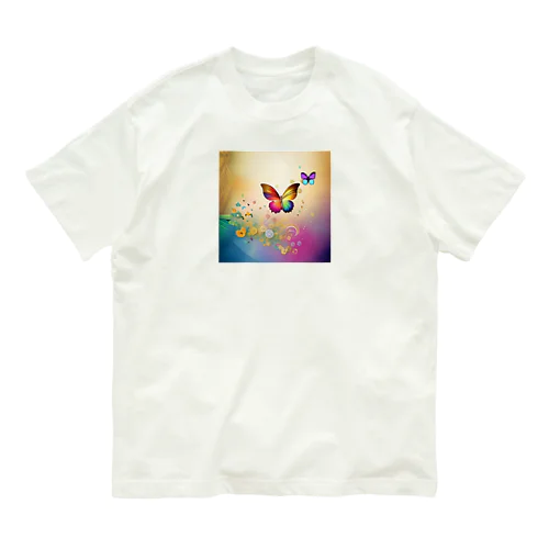 Healing Rainbow butterfly オーガニックコットンTシャツ