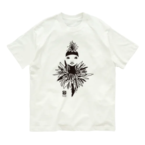 孔雀のような娘さん　モノクロ Organic Cotton T-Shirt