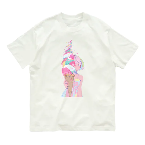 暑い夏はアイスだ003 オーガニックコットンTシャツ