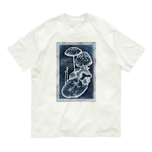 Heart Mushroom🍄 black Organic Cotton T-Shirt