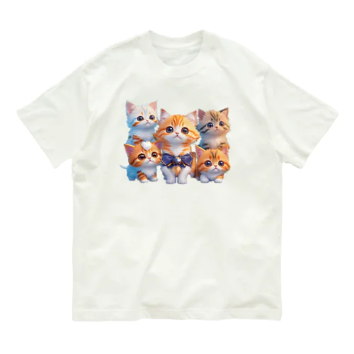 可愛い５匹の子猫 オーガニックコットンTシャツ