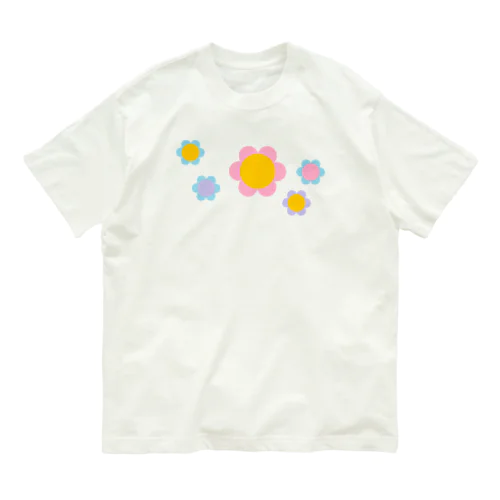 フラワー　ミックス　Mixed Coloured Flowers オーガニックコットンTシャツ