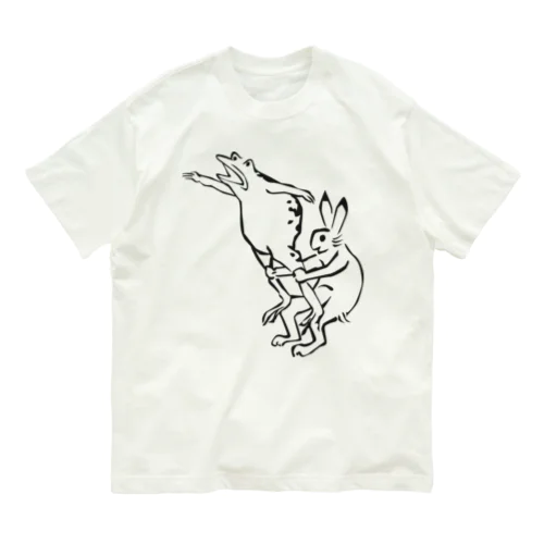 鳥獣戯画現代版　組体操 オーガニックコットンTシャツ