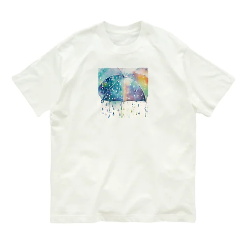 水彩風雨の風景 オーガニックコットンTシャツ