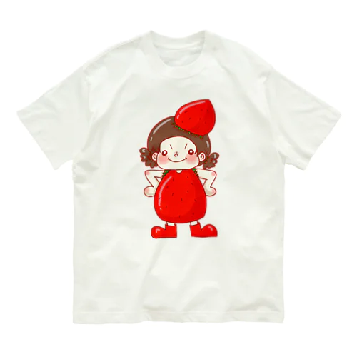 イチゴが好きすぎてイチゴになりたい女の子 オーガニックコットンTシャツ