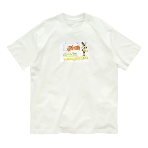 ふみきりマン オーガニックコットンTシャツ