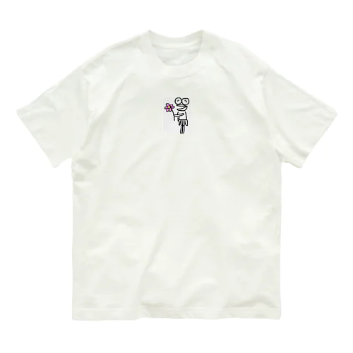 ケロアロハ（お花どーぞ顔) オーガニックコットンTシャツ