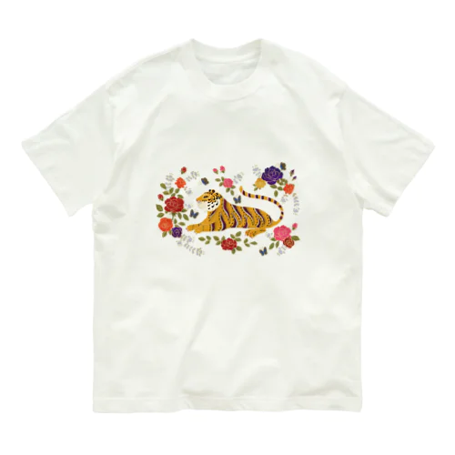 虎とバラ Organic Cotton T-Shirt