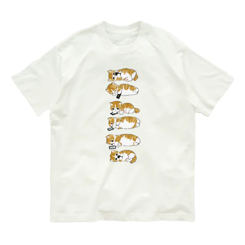 ゴロゴロにゃんこ オーガニックコットンTシャツ