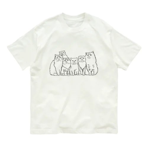 仲良し6キャット　線画 Organic Cotton T-Shirt