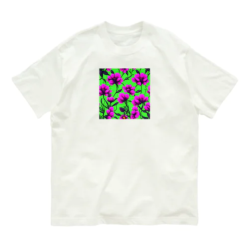 紫の鮮やかな花 Organic Cotton T-Shirt