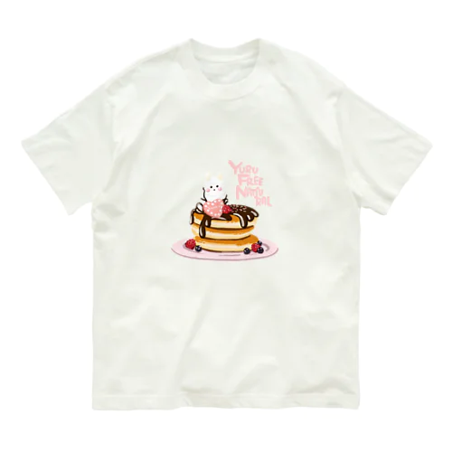 パンケーキ文字シンプルピンク オーガニックコットンTシャツ