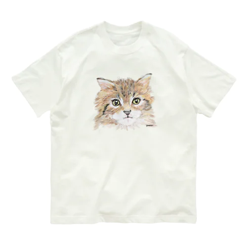 アート猫　茶トラ オーガニックコットンTシャツ